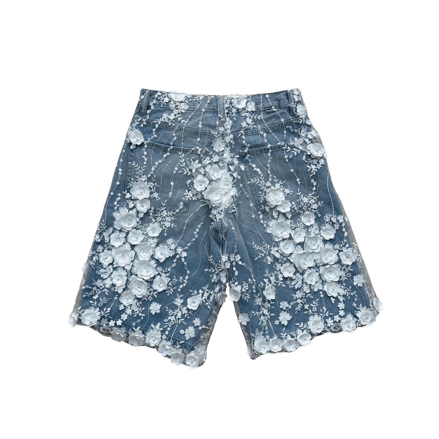 Bridal Lace Denim Shorts