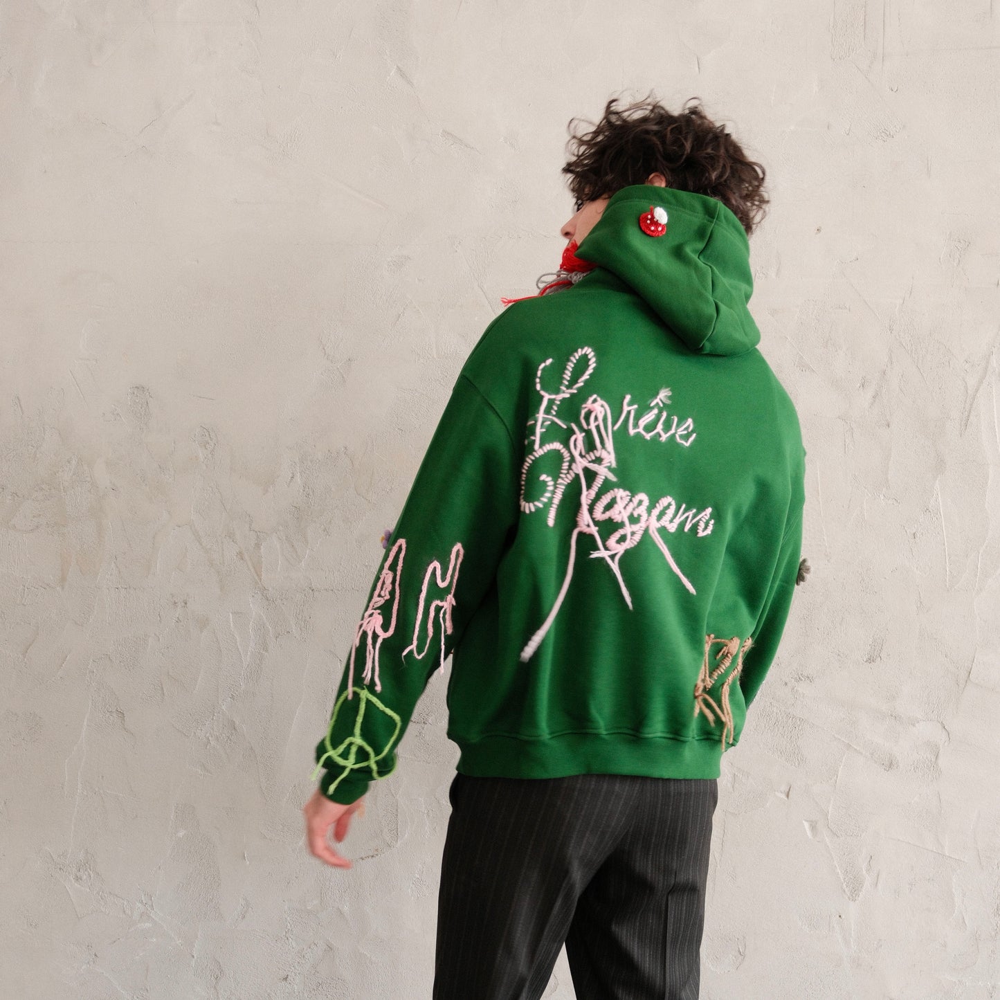 Forest Green Crochet Hoodie