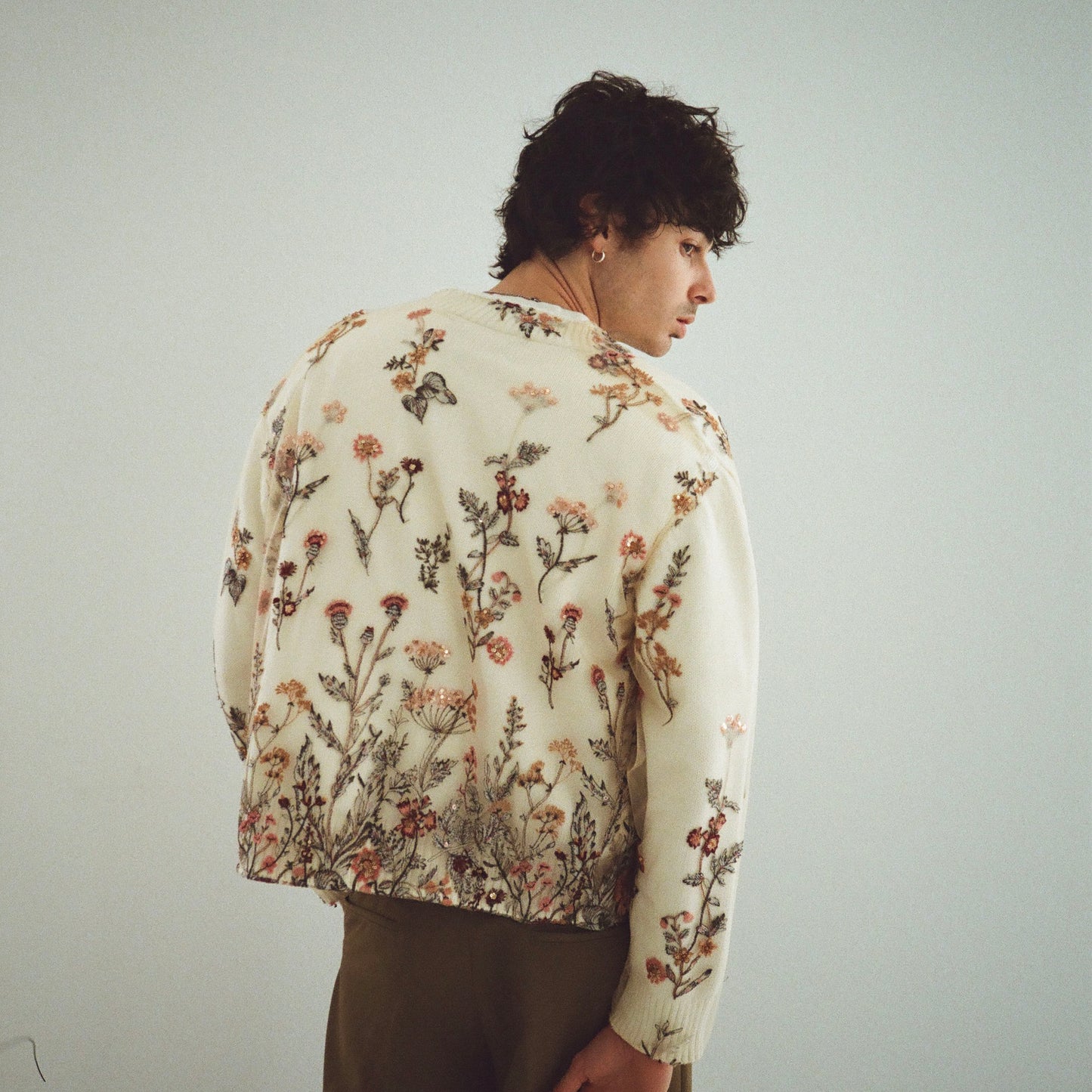 Floral cream cardigan