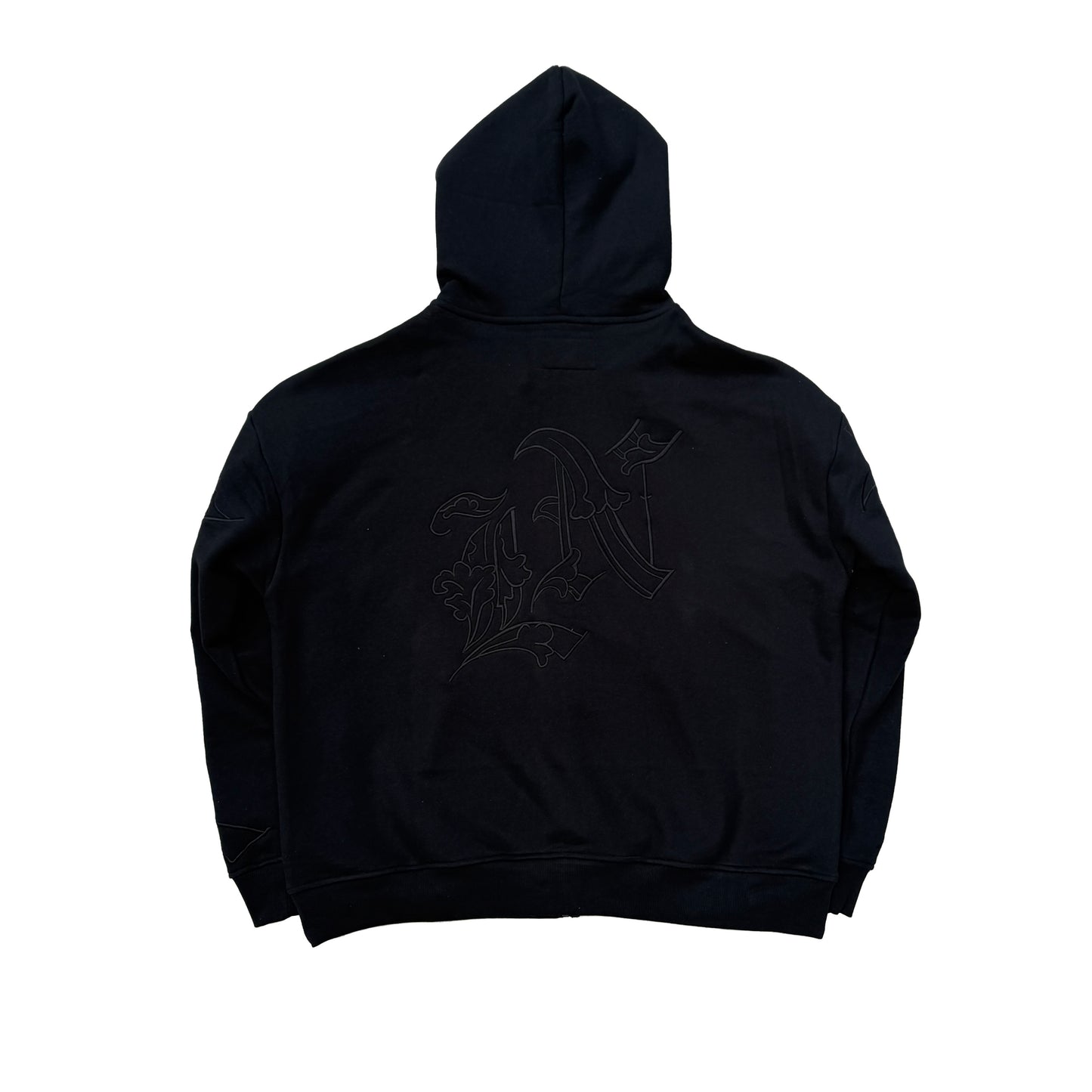 Noir Embroidered Zip Up Hoodie