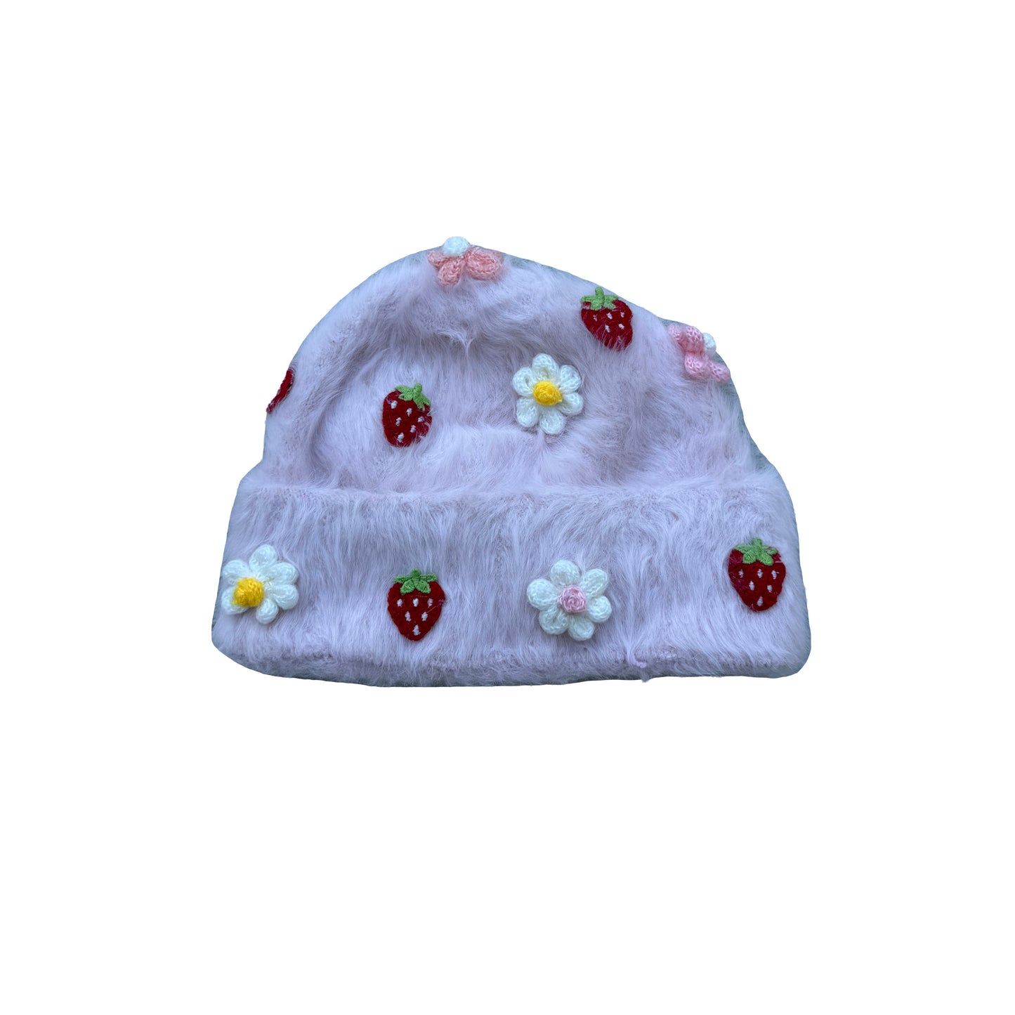 Pale Pink Mohair Crochet Beanie