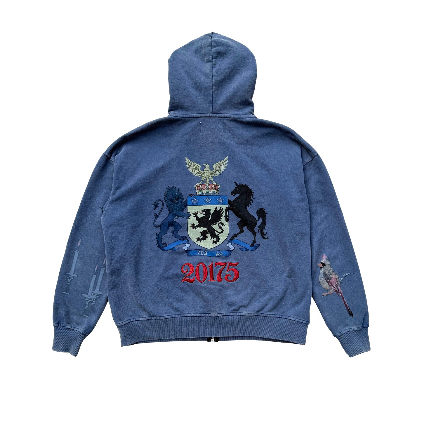Artist Zip Up Hoodie Washed Blue