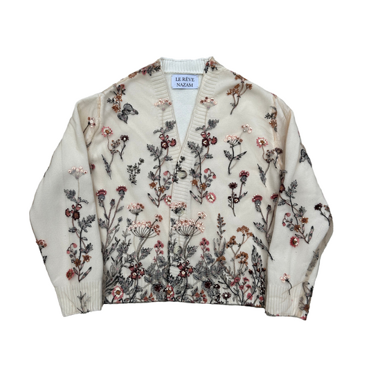 Floral cream cardigan