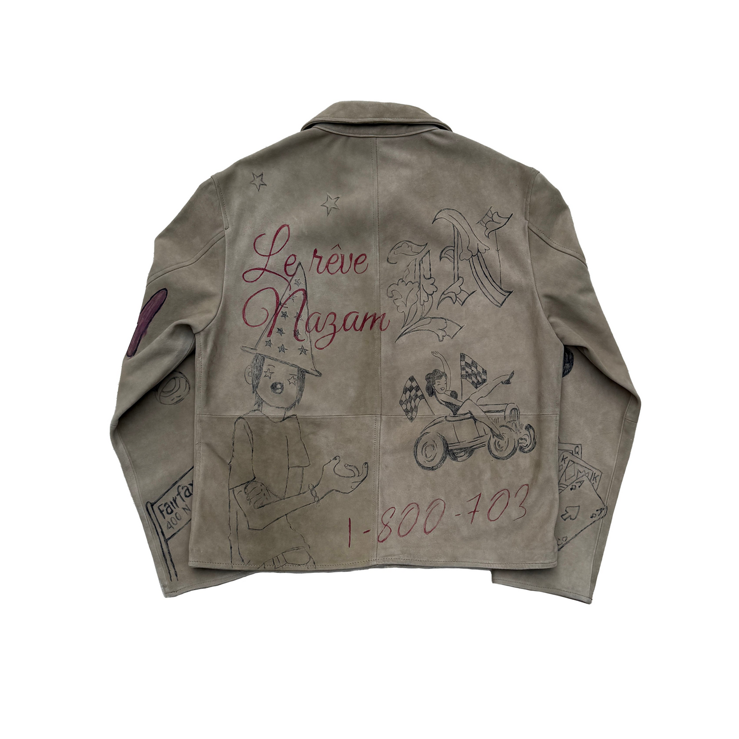 Hand Drawn Suede Leather Jacket