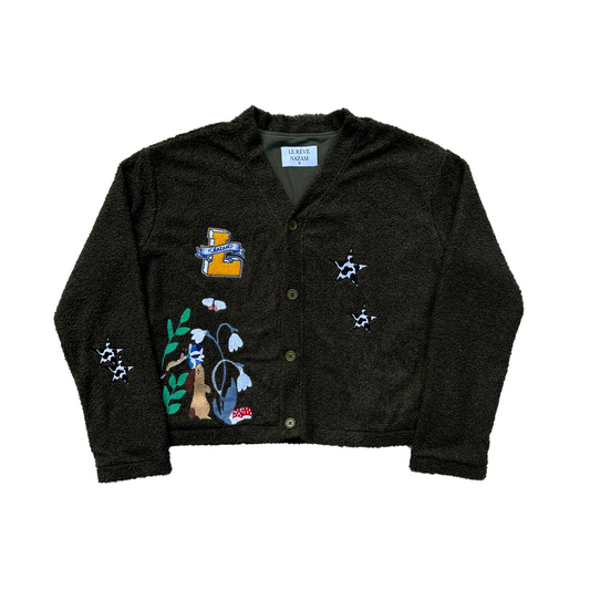 Green Fleece Cardigan