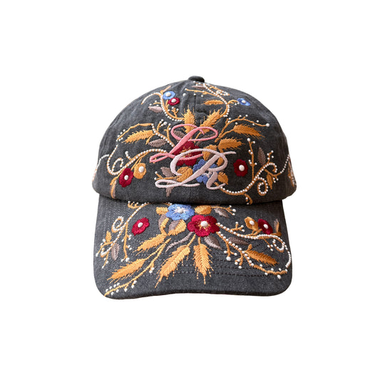 Floral Embroidered Pearl Hat