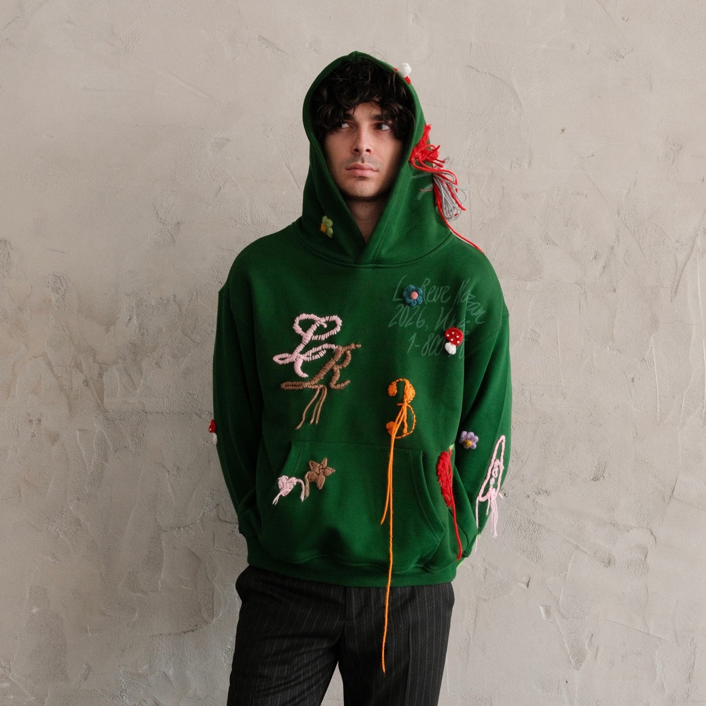 Forest Green Crochet Hoodie