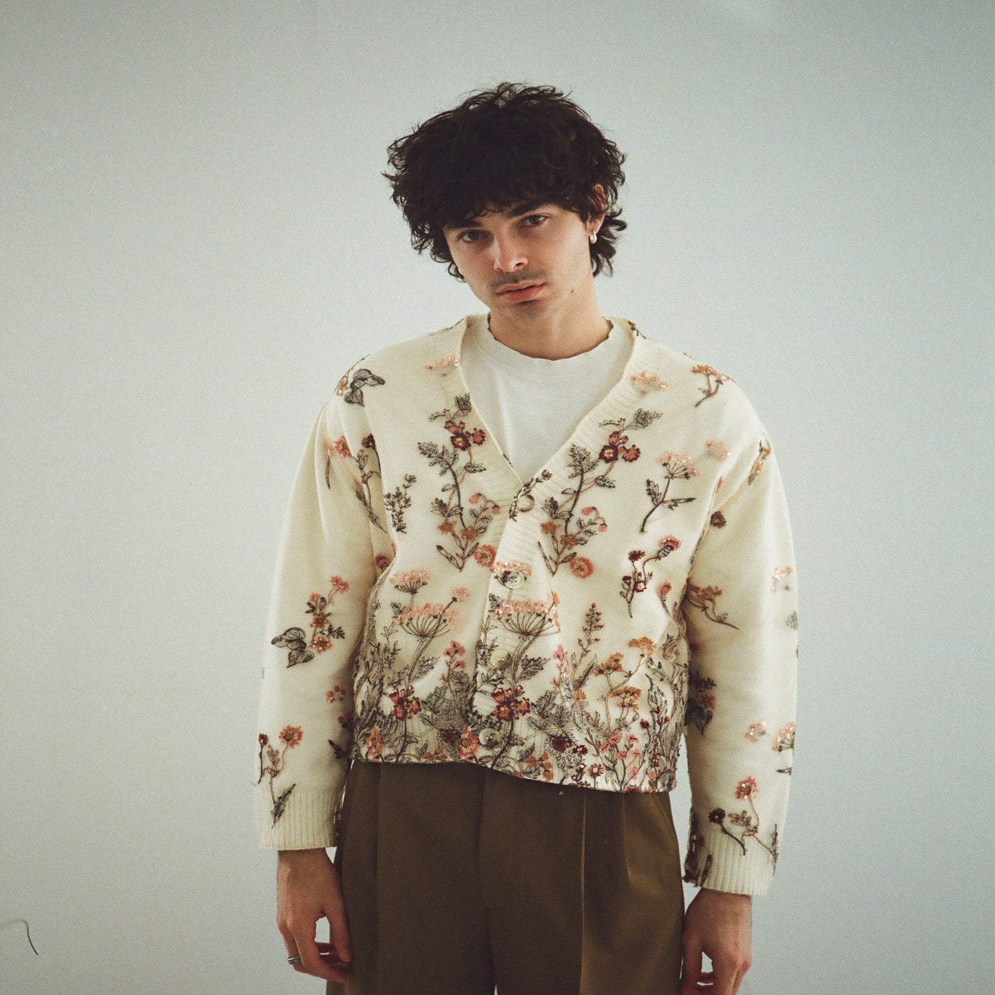Floral cream cardigan