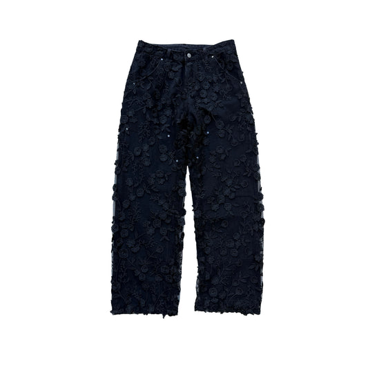 Carpenter Black Floral Lace Pants
