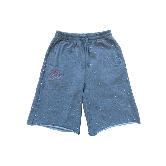 Grey Baggy Pearl Sweat Shorts