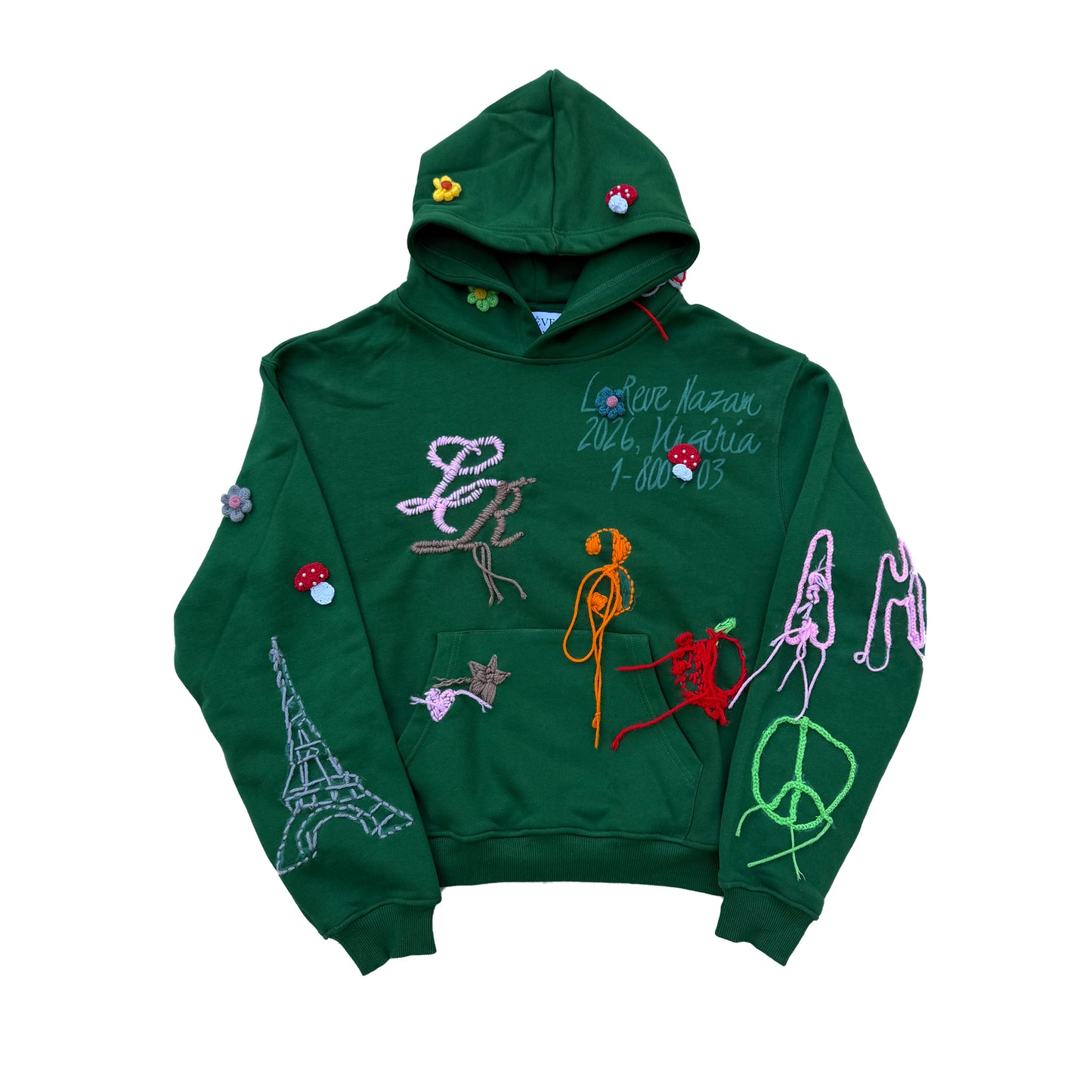 Forest Green Crochet Hoodie