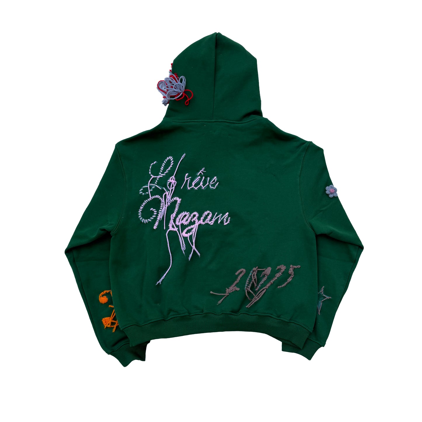 Forest Green Crochet Hoodie