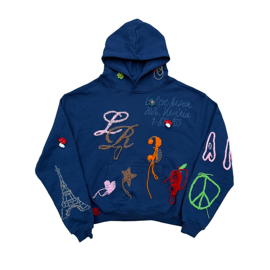 Navy Blue Crochet Hoodie 1 of 1