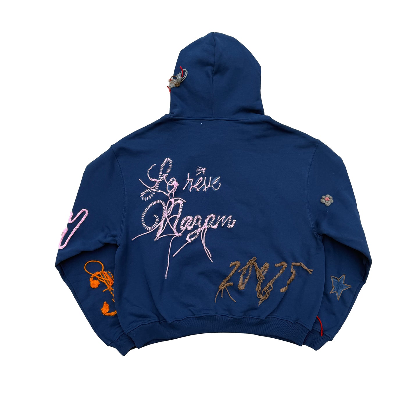 Navy Blue Crochet Hoodie 1 of 1