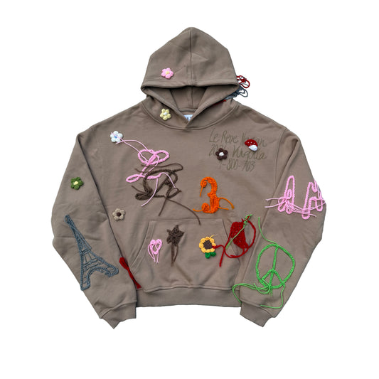 Khaki Crochet Hoodie