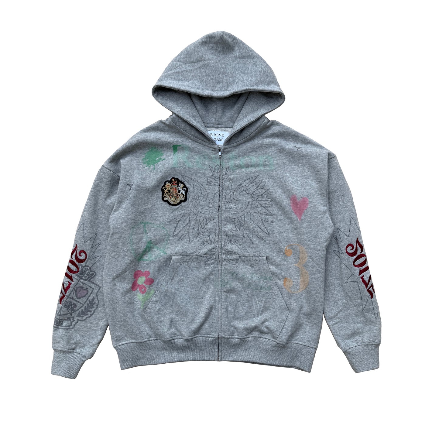 Grey Artist Zip Up Hoodie