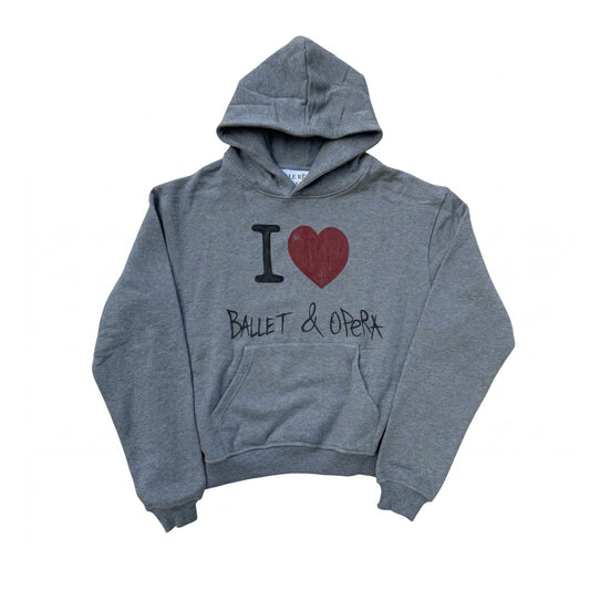 Grey Hand Drawn “I Love” Hoodie