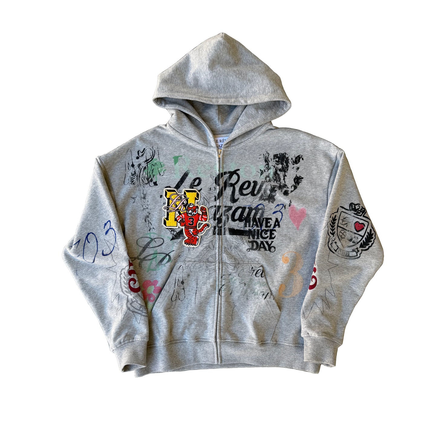 Grey Varsity Artist Zip Up