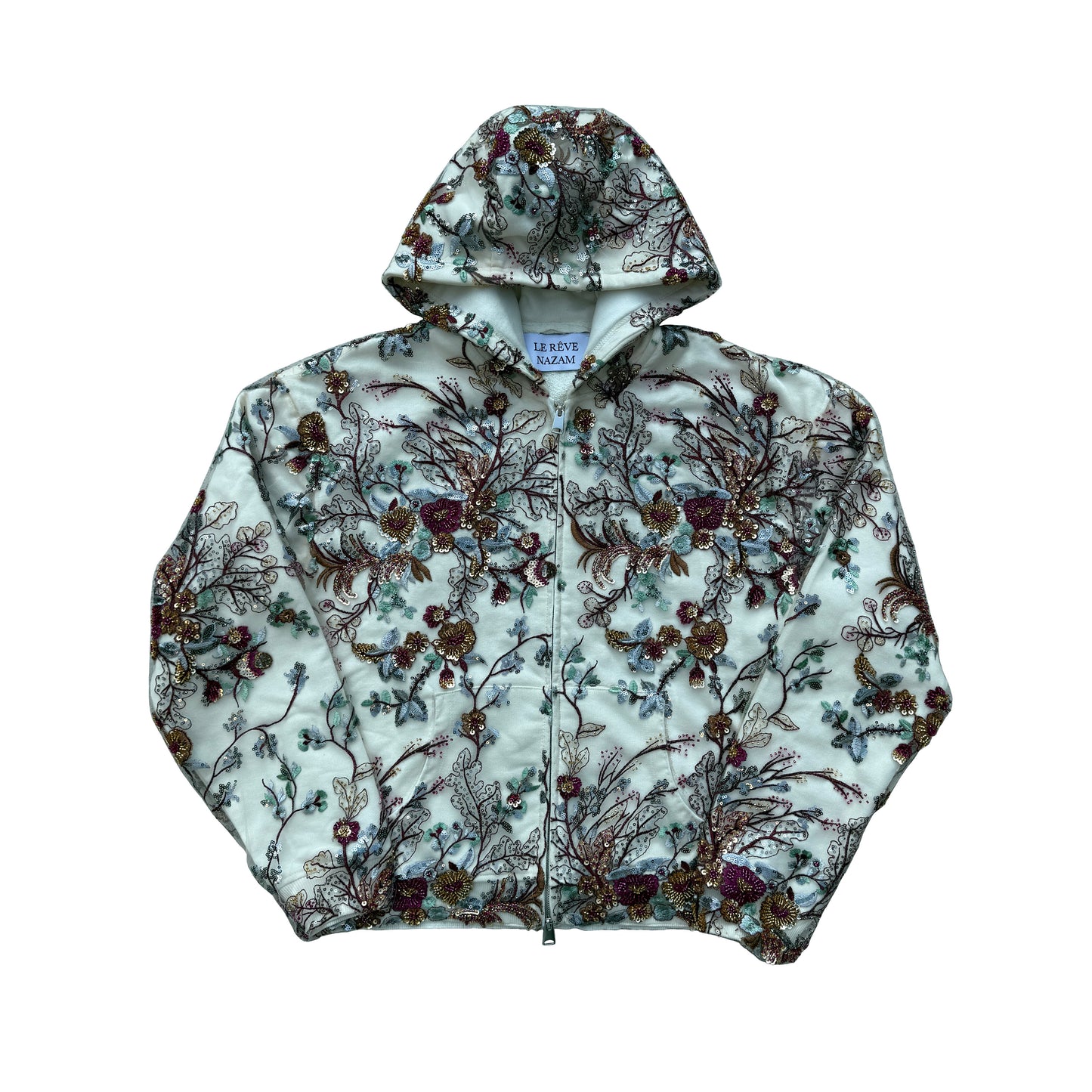 Baroque Floral Lace Zip Up Hoodie