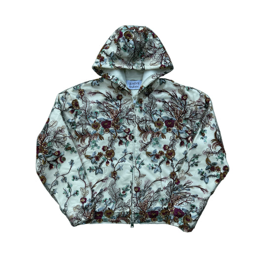 Baroque Floral Lace Zip Up Hoodie