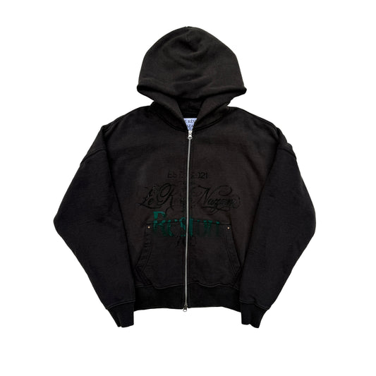 Vintage Cropped Zip Up Hoodie